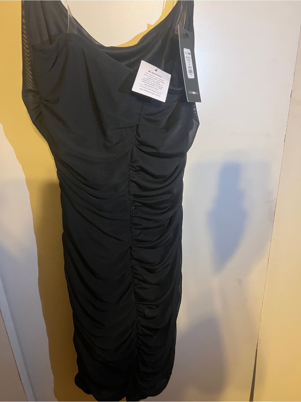 Fashion Nova Black Ruched Midi Dress